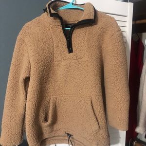 Fuzzy and comfortable brown quarter zip!